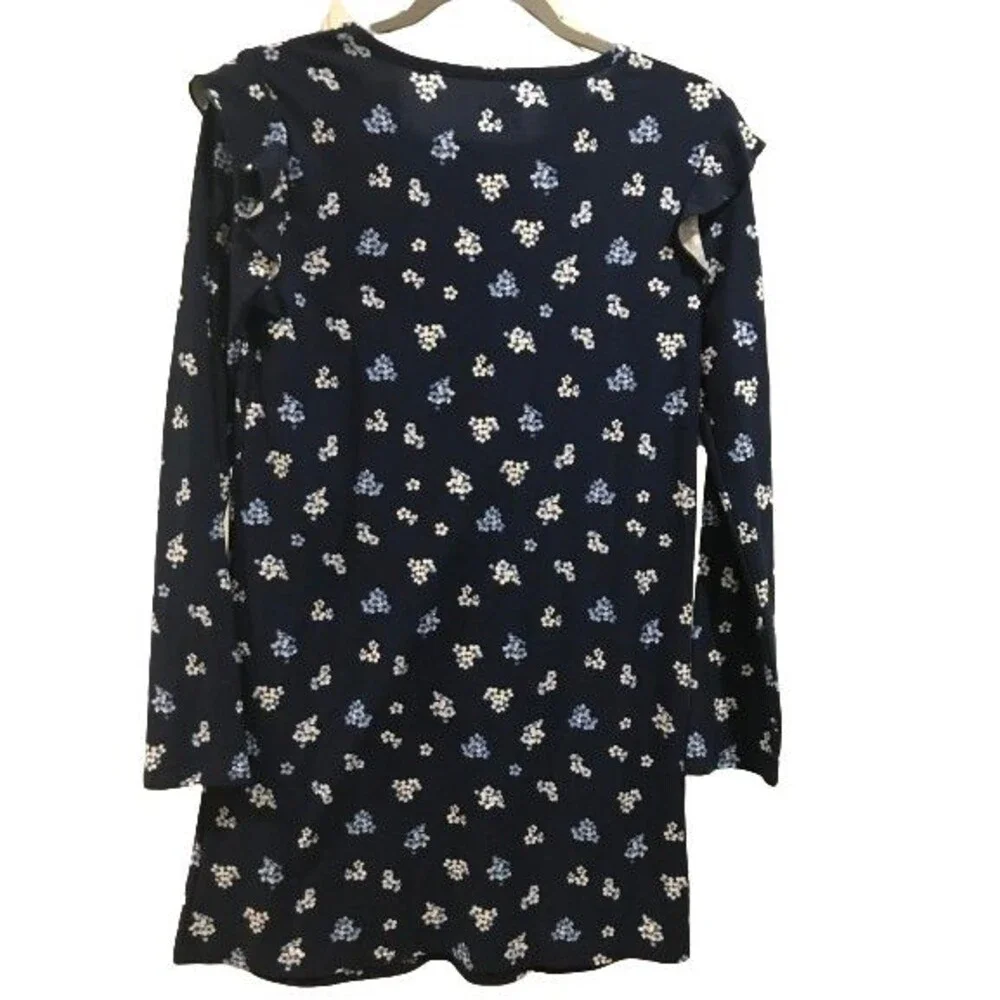 Girl's XL Dress Epic Threads Floral Long Sleeve Blue ruffle shoulder Pullover